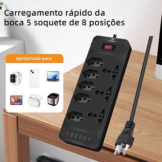 Régua de extensão 3M 5 soquetes, 3 universal, 4 USB, 2 tipo-c, 3M KA-7233
