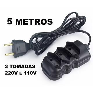 ￼Extensão elétrica 5 Metros Extensão de Energia 3 Tomadas Compacta Bonito