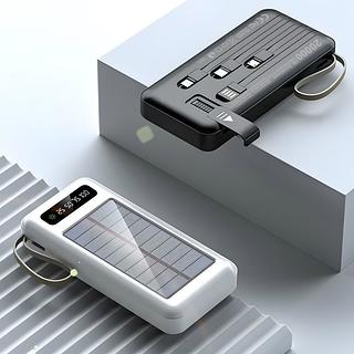 ￼Carregador Portátil Power Bank Solar 20.000mah Com cabos 5 Em1 LED lanterna