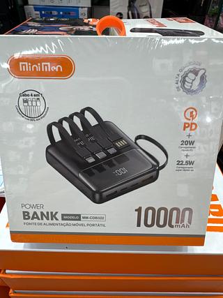 Carregador portátil 10000mah com 4 cabos