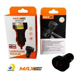 ￼Carregador Veicular USB+Type-C PD+QC3.0 25W: Carga Rápida Dupla para Viagens cc02