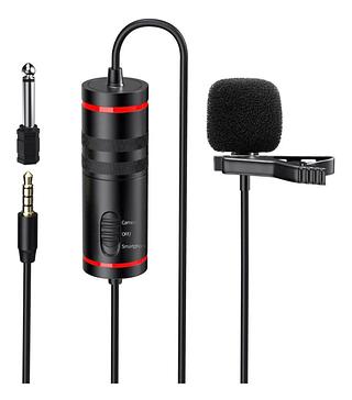 Microfone Lapela P2 + Adaptador P10 Profissional