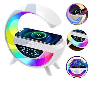 Luminária Relógio Com Formato De G-Speaker Caixa De Som E Carregamento Por Indução