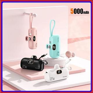 Mini Power Bank 22.5W carregador portátil 5000 mAh IOS/Type-C
