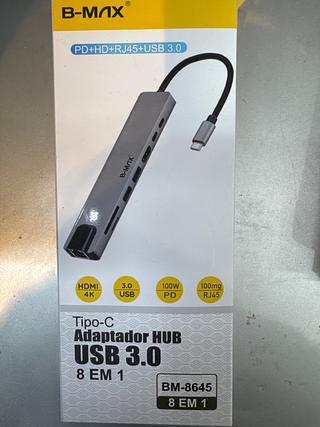 HUB tipo C para HDMI+USB3.0+PD+RJ45 8 em 1BM-8645