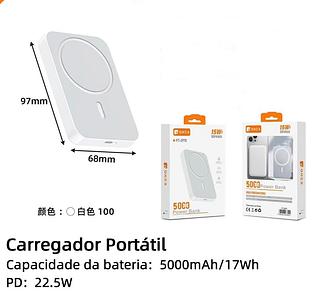 Carregador portátil indução 5000mah
