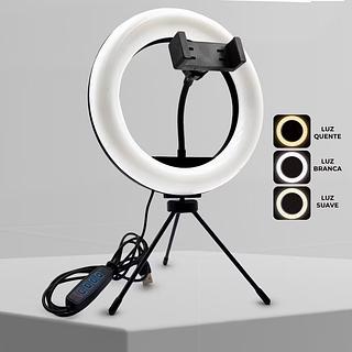 ￼Ring Light LED Iluminador Portatil Com Tripé Suporte Para Celular 8 Polegadas