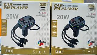 Carregador veicular 3 em 1 20W com Bluetooth FM