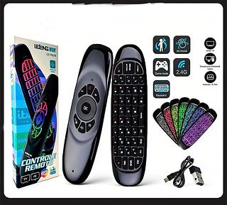Controle Air Mouse LE-7679 Teclado Sem Fio 2.4G Com Voz para Smart TV Android PC Projetor