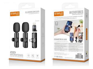 Microfone lapela Gold 2 em 1 tipc/IOS