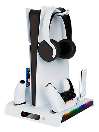 Suporte Cooler de Resfriamento RGB Carregador Controle Compatível com Console PS5 Slim Playstation