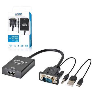 Cabo Mini Conversor Vga Para Hdmi Com Áudio E Vídeo Full Hd