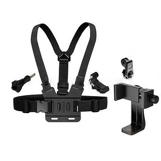 Suporte de peito ajustável para telefones celulares e câmeras GoPro para peito de motocicleta e bicicleta