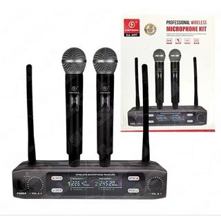 MICROFONE SEM FIO KAPBOM DUPLO KARAOKÊ PROFISSIONAL