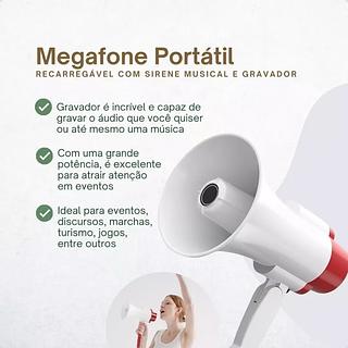 Megafone Amplificador De Voz Profissional Usb Recarregavel com Sirene BM-F944