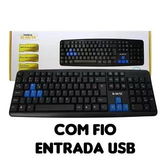 Teclado Padrão Com Fio B-MAX Entrada USB Abnt2 Multimídia