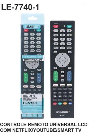 ￼Controle Universal Le-7740 com botão Netflix, Youtube e Smart Tv