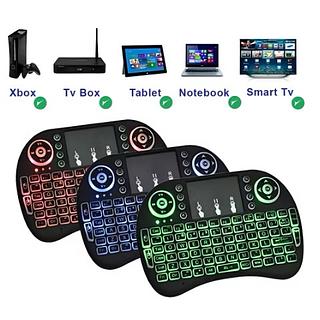￼Mini Teclado RGB Controle Sem Fio Para Smart Tv Tv Box Pc tablet e video games Com Bluetooth
