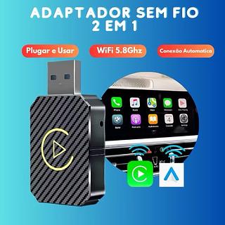 ￼Adaptador Carplay /android Auto Wireless Sem Fio Automático 2 Em 1 Dongle Conversor Automático