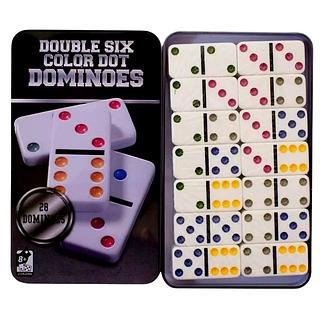 Jogo Dominó Com Marcações Coloridas Estojo Em Lata Decorado