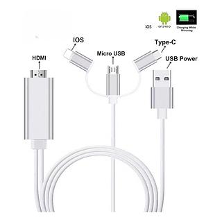 Cabo Hdmi 2k 1080p 3x1 Tipo C Micro Usb V8 Lightning P/ Hdmi