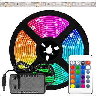 ￼Fita De Led Sanca Rgb 5050 5m 300 Leds a Prova D'água + Controle Decoração Sala Bar Quarto