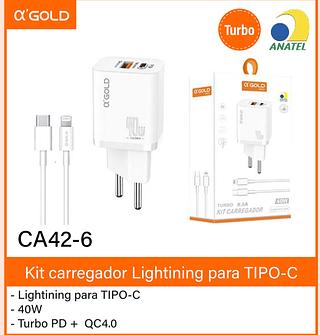 ￼Carregador Turbo AGold C-IOS 9.1A 40W CA42-6
