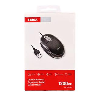 ￼Mouse Óptico com Fio SEISA 1200 DPI – Design Ergonômico, LED, USB