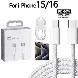 ￼Cabo De Carga Rápida PD 60W USB-C tipo c original Para iPhone 15 16