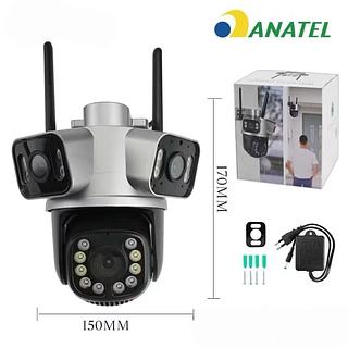 ￼Câmera Segurança Externa 4K Wi-Fi 3 Lentes 180°, Zoom Ótico, IA Detecta Pessoa Animal , Visão Noturna, à Prova d'Água