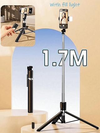 ￼Tripé Celular 1.70m Regulável Alumínio Profissional Suporte Bastão de Selfie Pau de Selfie