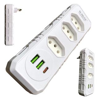 B-max Bm-8702a Extensão 3 Tomadas 2 Usb 1 Usb-c 10a