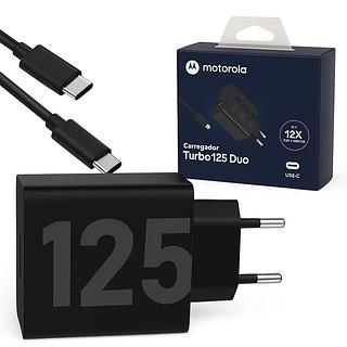 ￼Carregador Turbo 125W Duo Motorola USB-C com Cabo Rápido Mais Rapido