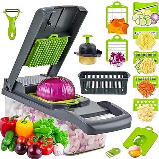 ￼Fatiador De Legumes 16 Em 1 Cortador Com Lâminas Inox Ralador Picador Multifuncional Para Cozinha