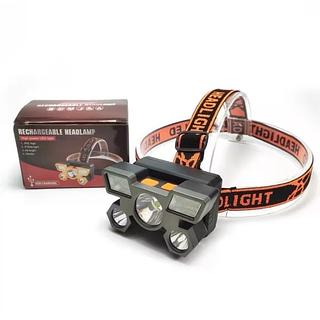 Lanterna Holofote De Cabeça 5 LED's USB Recarregável Cores LED-T01