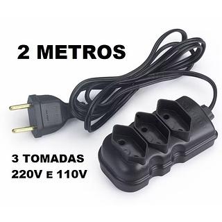 ￼Extensão elétrica 2 Metros Extensão de Energia 3 Tomadas Compacta Bonito