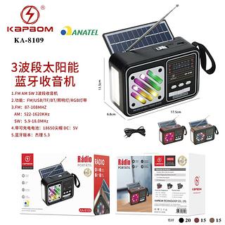 Rádio Portátil Bluetooth Painel Solar Com Lanterna 110v/220v