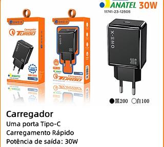 Fonte porta tipc 30W turbo carregamento rápido